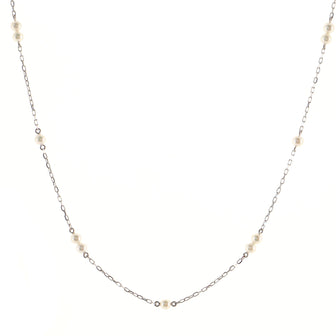Mikimoto Pearl Station Necklace 18K White Gold and Akoya Pearls