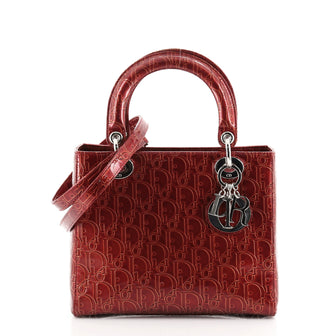 Christian Dior Vintage Lady Dior Bag Ultimate Embossed Patent Medium