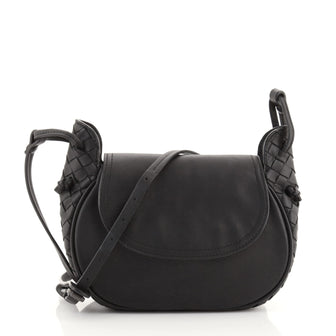 Bottega Veneta Nodini Flap Crossbody Bag Nappa with Intrecciato Detail Small
