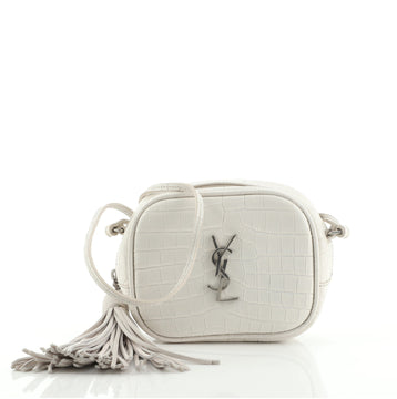 Saint Laurent Classic Monogram Blogger Crossbody Bag Crocodile Embossed Leather Small
