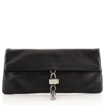 Saint Laurent Chain Lock Fold Over Clutch Leather Medium