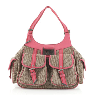 Christian Dior Vintage Trotter Street Chic Pocket Hobo Diorissimo Canvas Medium