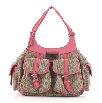 Christian Dior Vintage Trotter Street Chic Pocket Hobo Diorissimo Canvas Medium