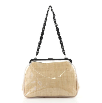 Salvatore Ferragamo Vintage Chain Frame Bag PVC and Raffia Medium