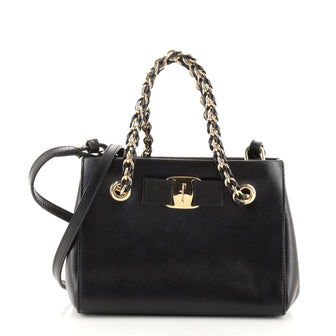 Salvatore Ferragamo Melike Tote Saffiano Leather Mini