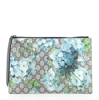 Gucci Zipped Pouch Blooms Print GG Coated Canvas Large