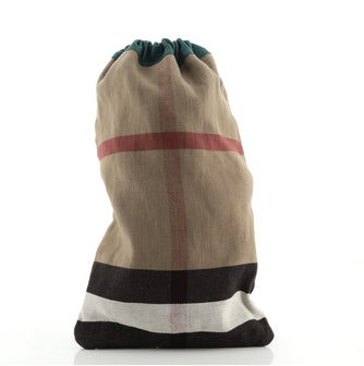 Burberry Drawstring Sling Bag House Check Canvas Large