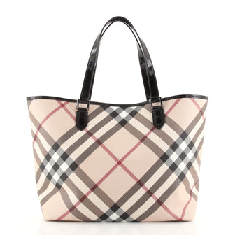 Burberry Nickie Tote Nova Check Coated Canvas Large