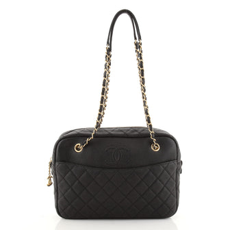 Chanel CC Double Chain Camera Case Quilted Bullskin Large
