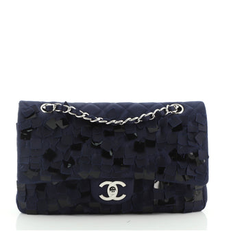 Chanel Classic Double Flap Bag Paillettes Embellished Quilted Satin Medium