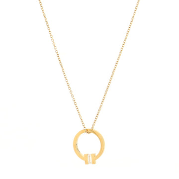 Tiffany & Co. T Circle Pendant Necklace 18K Yellow Gold with Diamond