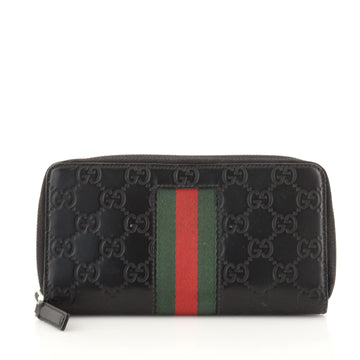 Gucci Web Zip Organizer Around Wallet Guccissima Leather