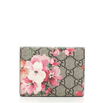 Gucci Flap Card Case Blooms Print GG Coated Canvas