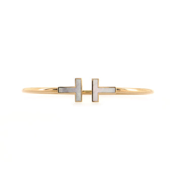 Tiffany & Co. T Wire Bracelet 18K Rose Gold with Mother-of-Pearl Narrow