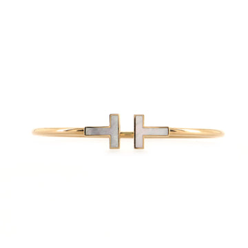 Tiffany & Co. T Wire Bracelet 18K Rose Gold with Mother-of-Pearl Narrow