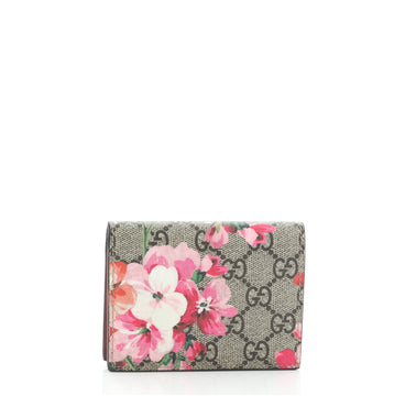 Gucci Flap Card Case Blooms Print GG Coated Canvas