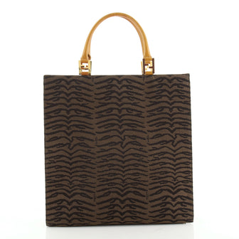 Fendi Vintage Open Tote Leopard Print Canvas Tall
