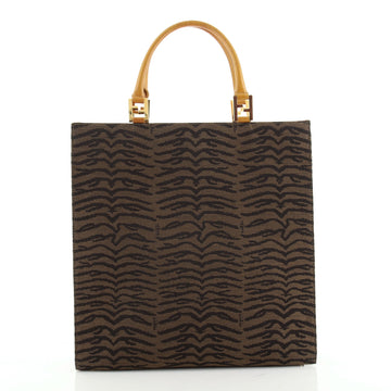 Fendi Vintage Open Tote Leopard Print Canvas Tall