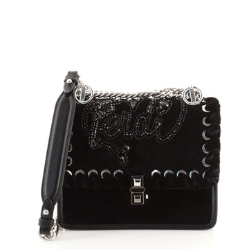 Fendi Kan I Bag Embellished Whipstitch Velvet Small