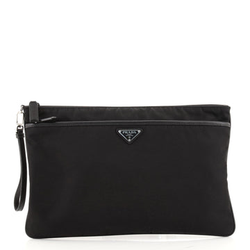 Prada Front Pocket Wristlet Clutch Tessuto with Saffiano Large