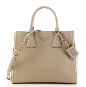 Prada Bicolor Lux Convertible Open Tote Saffiano Leather Medium