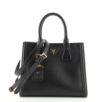 Prada Bicolor Lux Convertible Open Tote Saffiano Leather Small