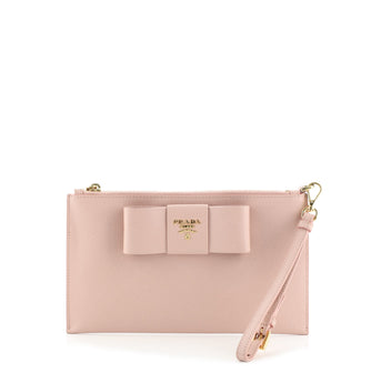 Prada Wristlet Pochette Saffiano Leather Small