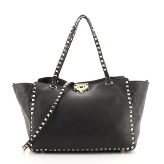 Valentino Rockstud Tote Pebbled Leather Medium