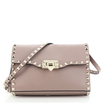 Valentino Rockstud Flip Lock Flap Bag Leather Medium