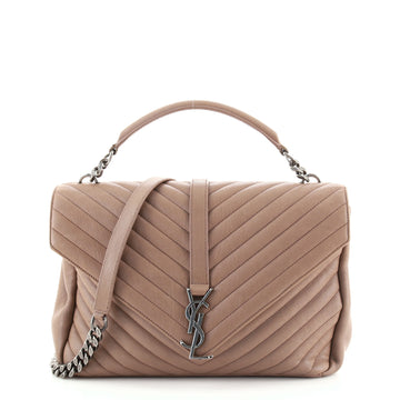 Saint Laurent Classic Monogram College Bag Matelasse Chevron Leather Large