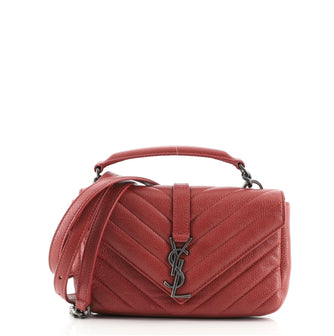 Saint Laurent Classic Monogram College Chain Wallet Matelasse Chevron Leather