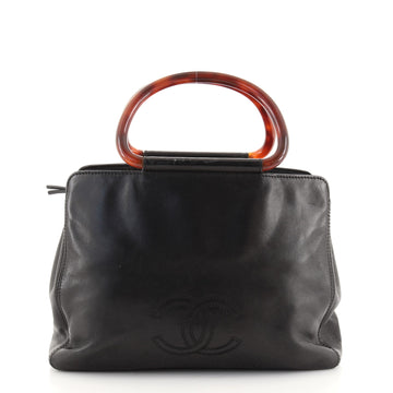 Chanel Vintage Resin Handle Tote Leather Medium