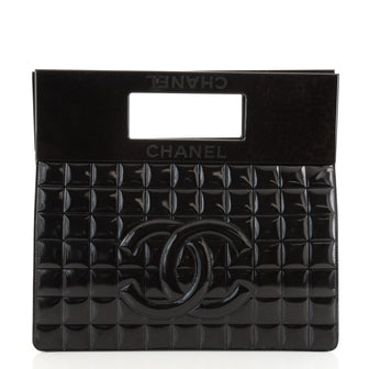 Chanel Chocolate Bar Frame Tote Quilted Patent Medium