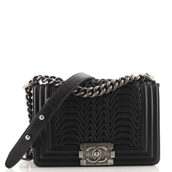 Chanel Boy Flap Bag 3D Pleated Leather Small