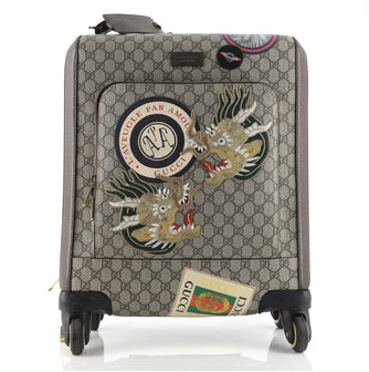 Gucci Courrier Trolley Rolling Luggage GG Coated Canvas with Applique