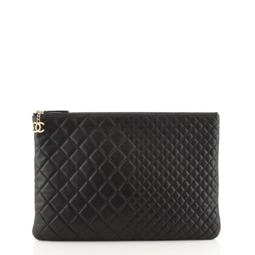 Chanel O Case Clutch Quilted Lambskin Large