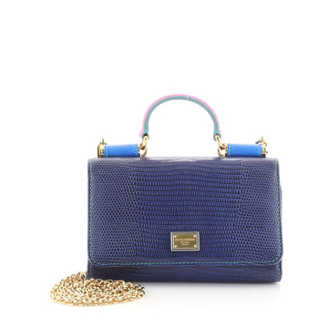 Dolce & Gabbana Sicily Wallet on Chain Lizard Embossed Leather