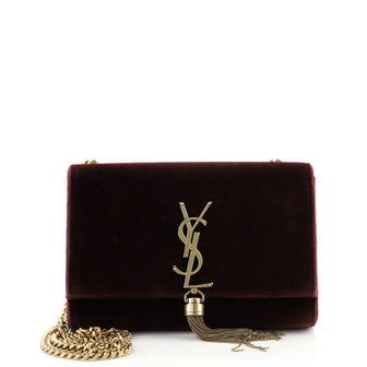 Saint Laurent Classic Monogram Tassel Crossbody Bag Velvet Small