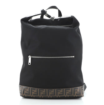 Fendi Santander Backpack Nylon with Zucca Embossed Leather