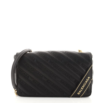 Balenciaga Blanket Wallet on Chain Quilted Embroidered Leather