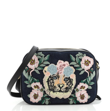 Gucci Camera Crossbody Bag Embroidered Denim Small