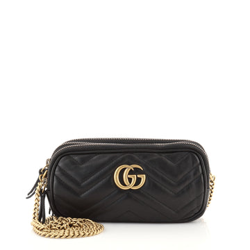 Gucci GG Marmont Triple Zip Chain Bag Matelasse Leather Mini