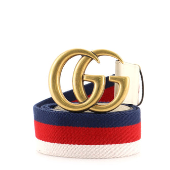 Gucci GG Marmont Web Belt Canvas and Leather Wide