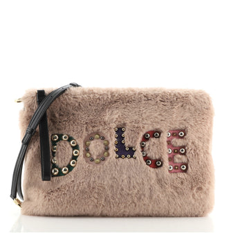 Dolce & Gabbana Cleo Crossbody Bag Embellished Faux Fur