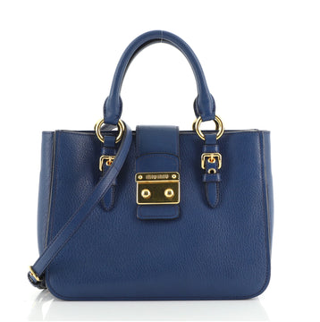Miu Miu Convertible Madras Logo Tote Leather Medium