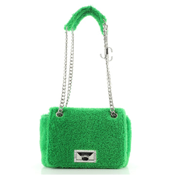 Jimmy Choo Helia Shoulder Bag Shearling with with Crystal Detail Small