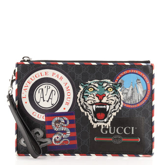 Gucci Night Courrier Pouch GG Coated Canvas with Applique