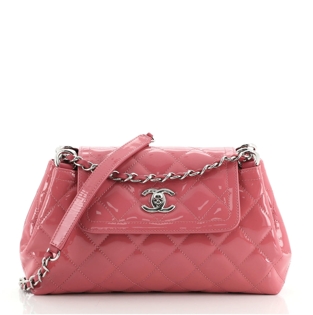 Chanel Coco Shine Accordion Flap Bag Quilted Patent Small Pink 7973435