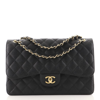 Chanel Classic Double Flap Bag Quilted Caviar Jumbo