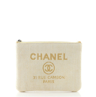Chanel Deauville Pouch Raffia Medium